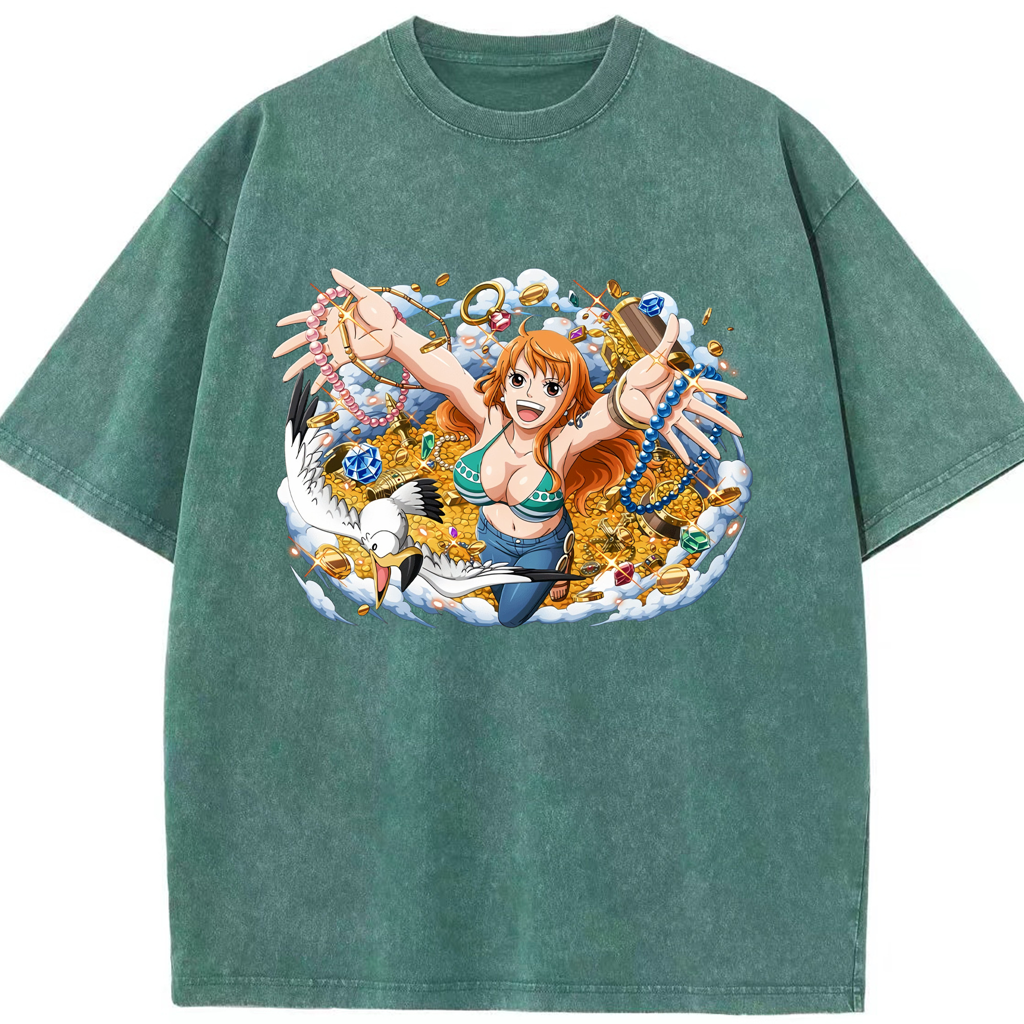 ワンピース ナミ ONE PIECE Nami 綿100% ヴィンテージ風 半袖Tシャツ（フロントプリント）